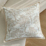 Cushion Cover Jacquard Forest Motif Velvet Piping & Machine-Washable