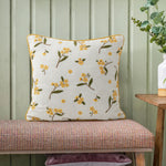 Cushion Cover Linen-Cotton Embroidered Floral Piped Edge