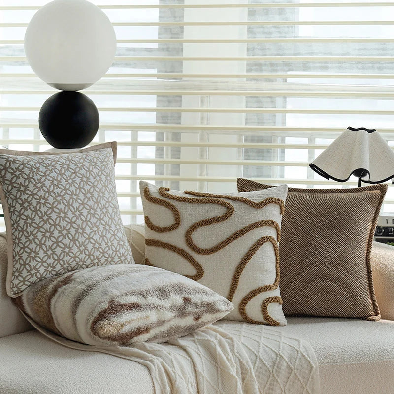 Cushion Cover Linen Look Breathable Invisible Zipper 18x18 Inch