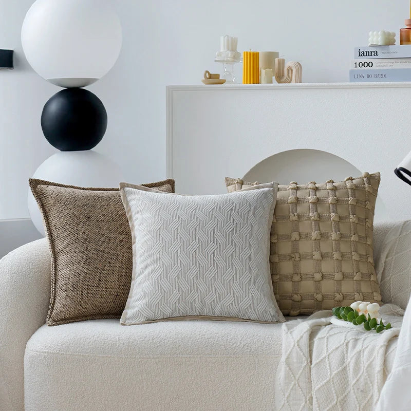 Cushion Cover Linen Look Breathable Invisible Zipper 18x18 Inch