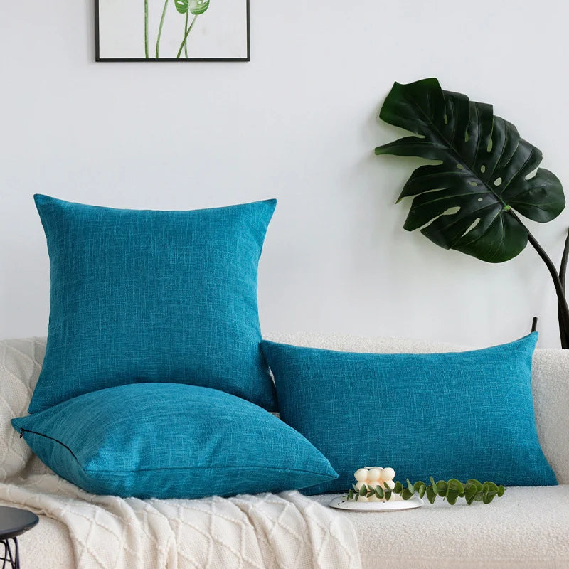 Cushion Cover Linen-Look Crosshatch Concealed Zipper