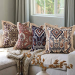 Cushion Cover Linen-Look Ethnic Geometric Hidden Zipper