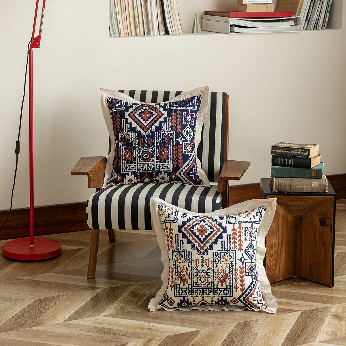 Cushion Cover Linen-Look Ethnic Geometric Hidden Zipper