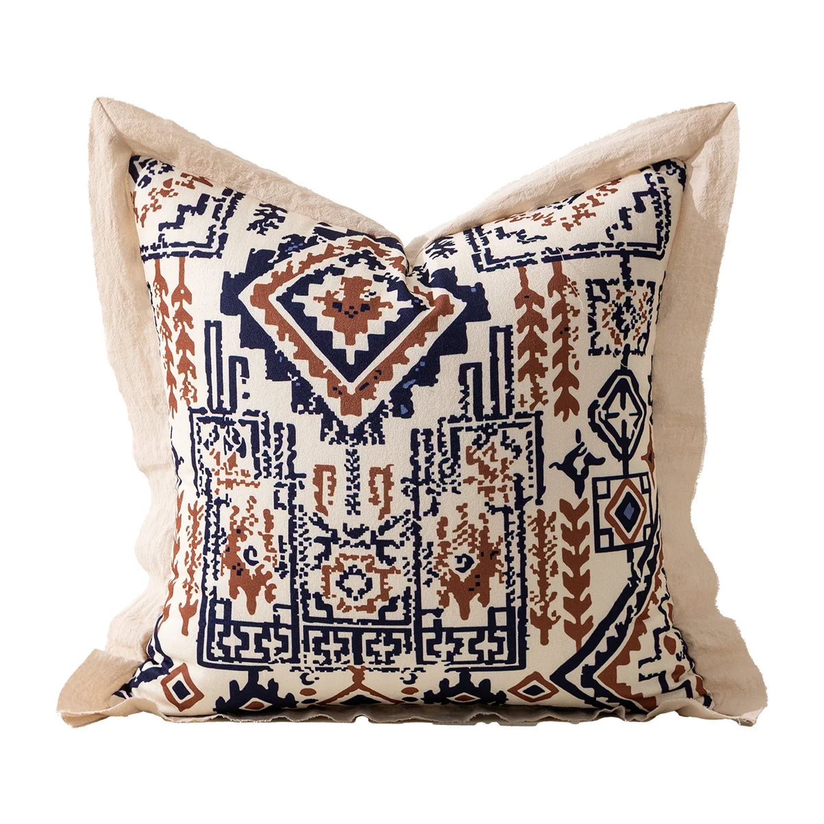 Cushion Cover Mandala Jacquard Linen Flange 45x45 cm