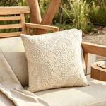 Cushion Cover Paisley Embroidered Linen-Look Concealed Zipper