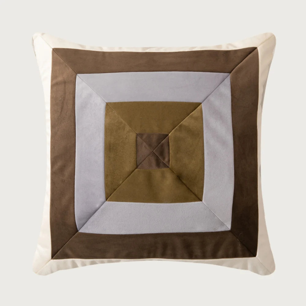 Cushion Cover Pleated Velvet Geometric Concealed Zipper 18x18 Inch
