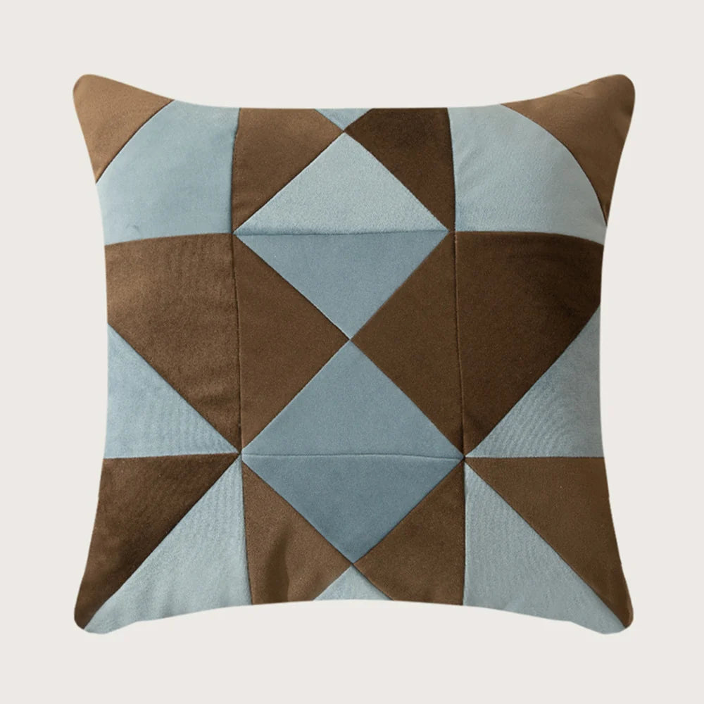 Cushion Cover Pleated Velvet Geometric Concealed Zipper 18x18 Inch