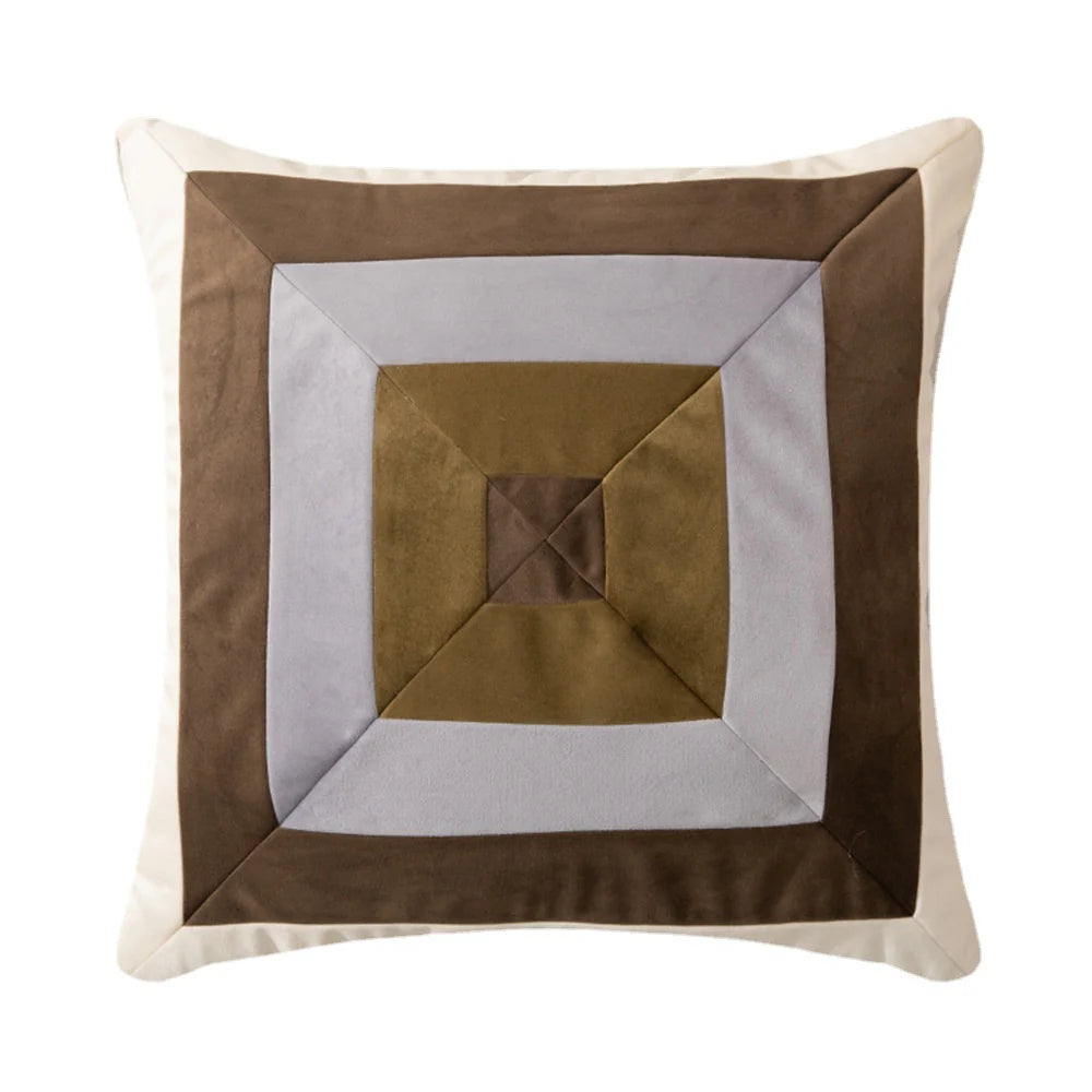 Cushion Cover Pleated Velvet Geometric Concealed Zipper 18x18 Inch