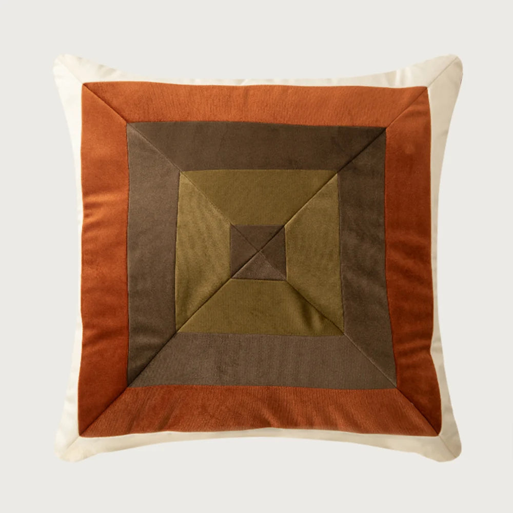 Cushion Cover Pleated Velvet Geometric Concealed Zipper 18x18 Inch