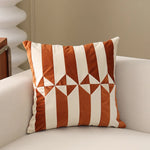 Cushion Cover Pleated Velvet Geometric Concealed Zipper 18x18 Inch
