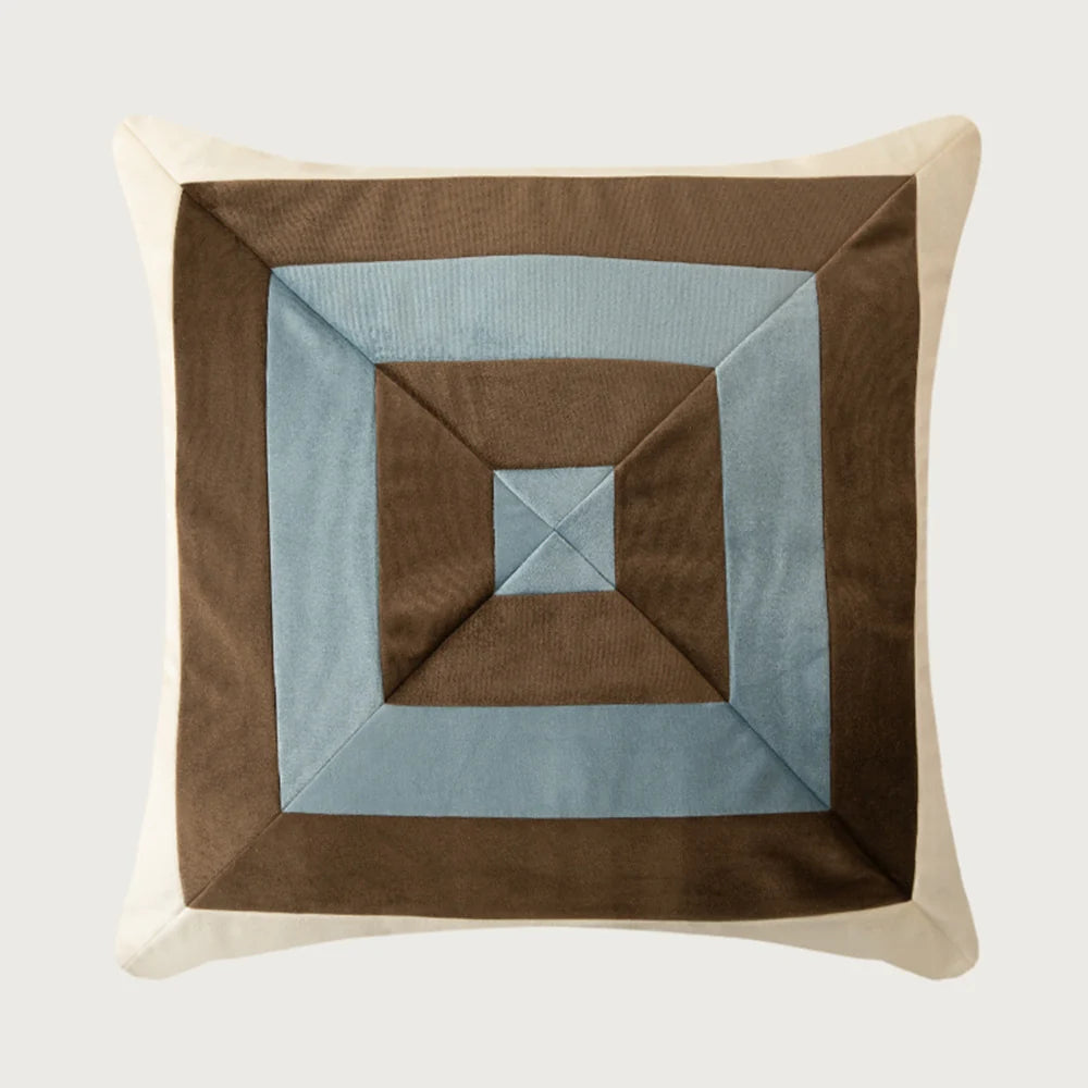Cushion Cover Pleated Velvet Geometric Concealed Zipper 18x18 Inch