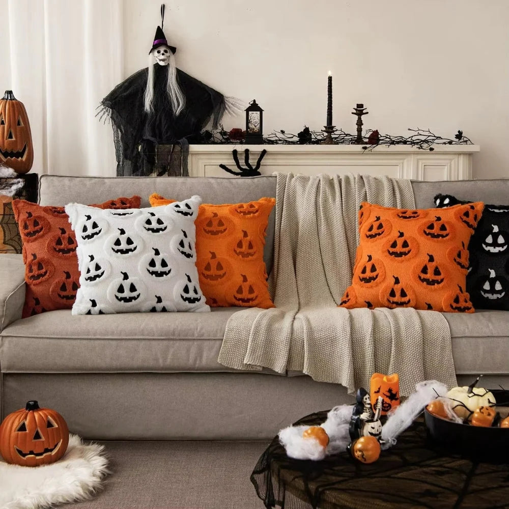 Cushion Cover Pumpkin Pattern Microfiber 18 x 18 Inch