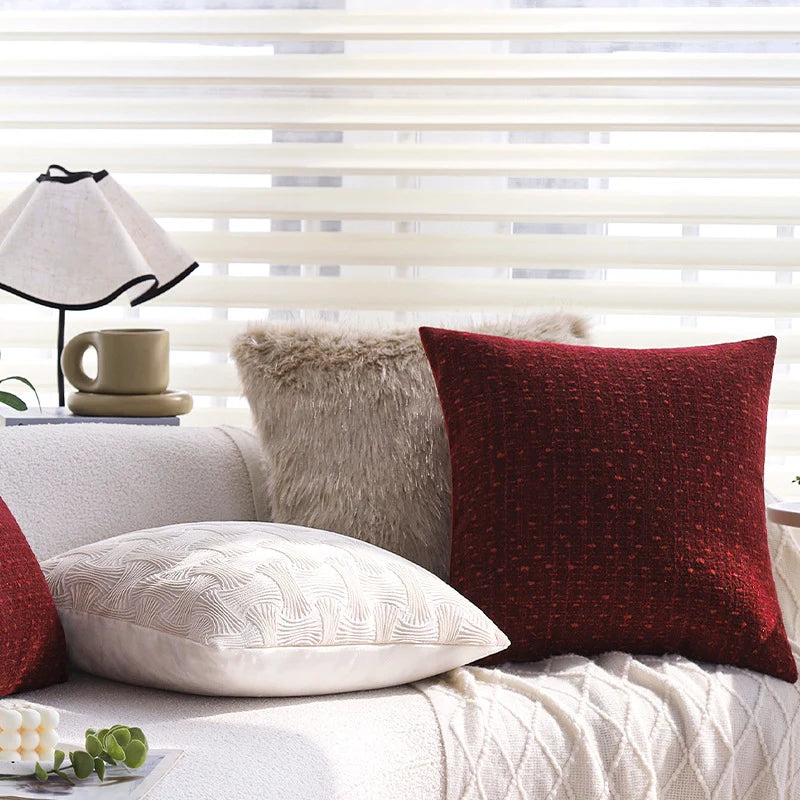 Cushion Cover Quilted Linen-Look Cotton Blend Machine Washable