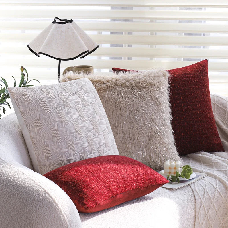 Cushion Cover Quilted Linen-Look Cotton Blend Machine Washable