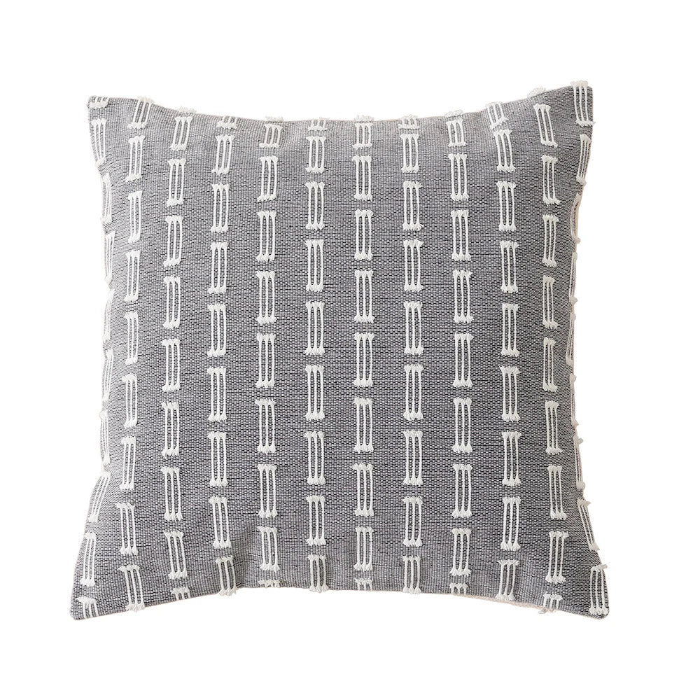 Cushion Cover Raised Geometric Texture Cotton-Linen Blend & Concealed Zipper