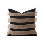Cushion Cover Rectangular Woven Stripes & Fringe Concealed Zipper