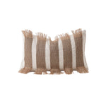 Cushion Cover Rectangular Woven Stripes & Fringe Concealed Zipper