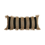 Cushion Cover Rectangular Woven Stripes & Fringe Concealed Zipper