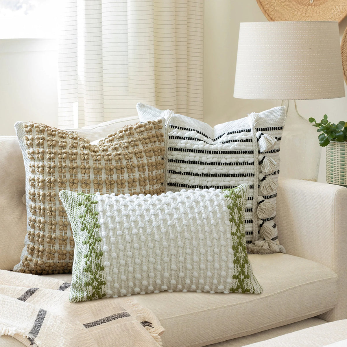 Cushion Cover Removable Handmade Tufted Cotton Blend Tassels