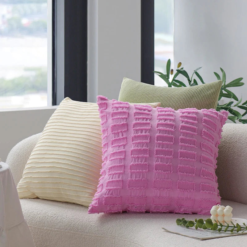 Cushion Cover Ribbed Knit Concealed Zipper 18x18 Inch