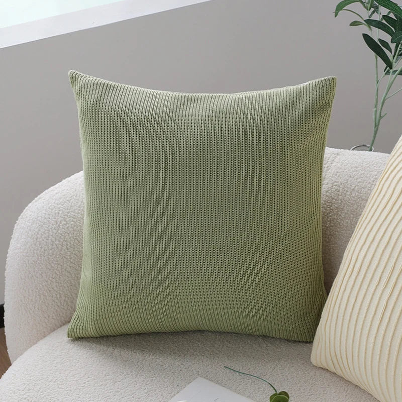 Cushion Cover Ribbed Knit Concealed Zipper 18x18 Inch
