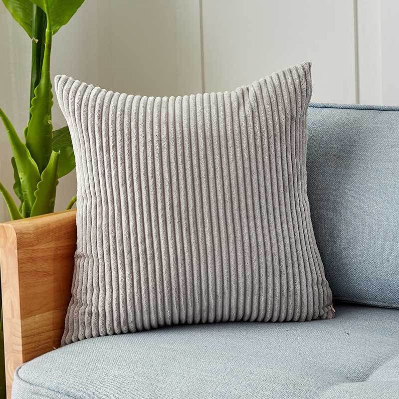 Cushion Cover Ribbed Microvelour Velvet Concealed Zipper