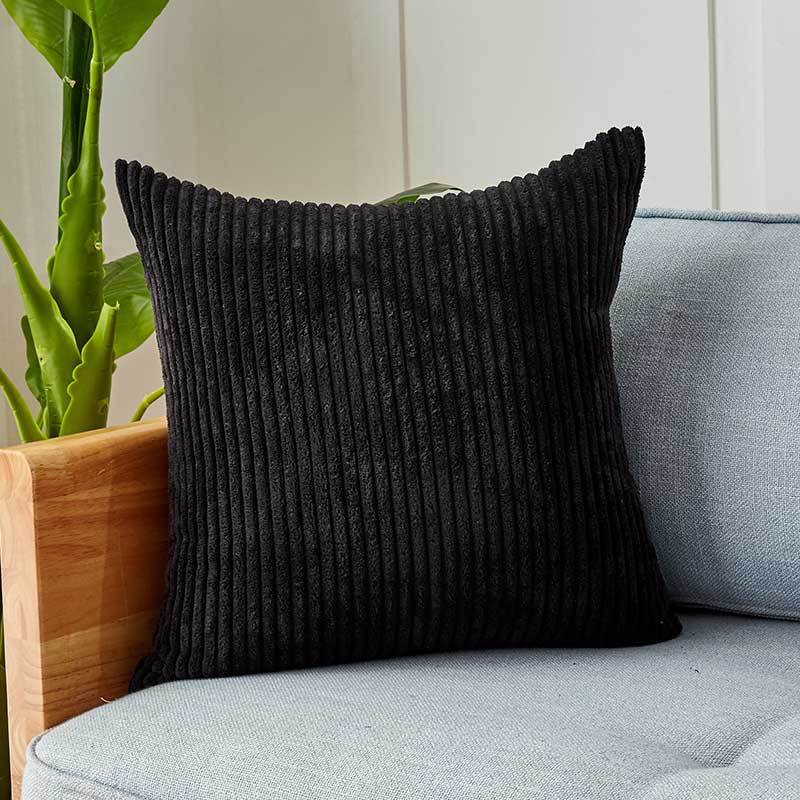 Cushion Cover Ribbed Microvelour Velvet Concealed Zipper