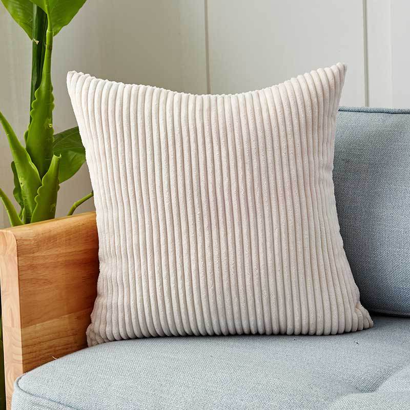 Cushion Cover Ribbed Microvelour Velvet Concealed Zipper