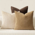 Cushion Cover Ribbed Stripe Zipper Machine Washable