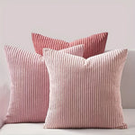 Cushion Cover Ribbed Stripe Zipper Machine Washable