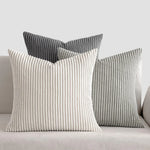 Cushion Cover Ribbed Stripe Zipper Machine Washable