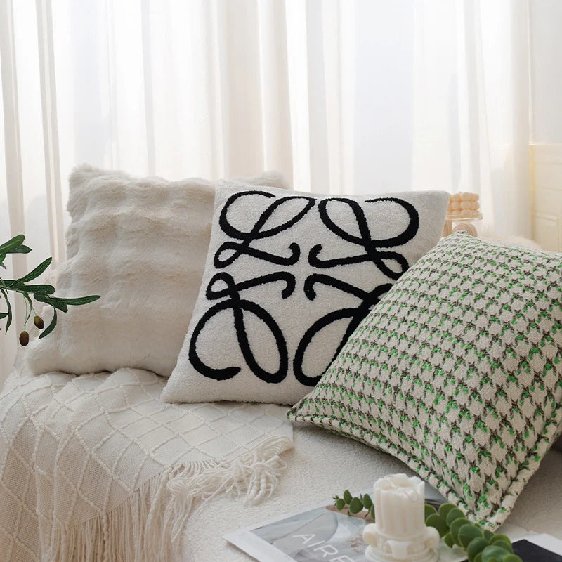 Cushion Cover Ribbed Wave Faux Fur Concealed Zipper
