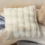 Cushion Cover Ribbed Wave Faux Fur Concealed Zipper