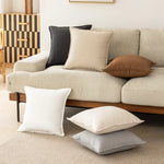 Cushion Cover Slub Linen-Effect Welt Trim Hidden Zip
