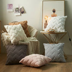 Cushion Cover Soft Plush Zigzag Tufting Concealed Zipper