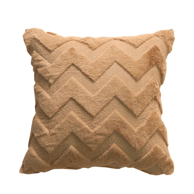 Cushion Cover Soft Plush Zigzag Tufting Concealed Zipper