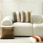 Cushion Cover Soft Velvet Vertical Stripes Concealed Zipper