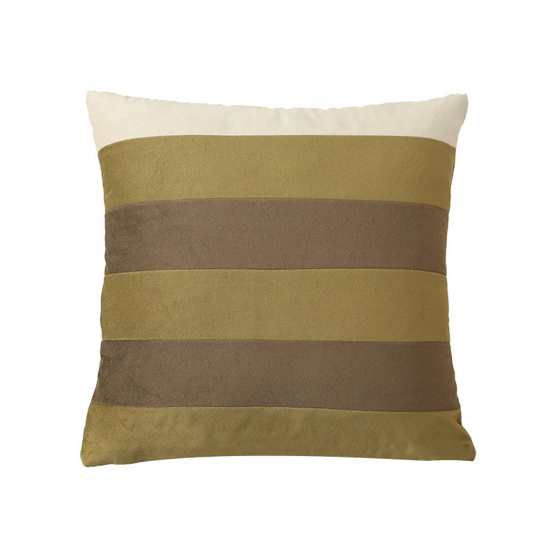 Cushion Cover Soft Velvet Vertical Stripes Concealed Zipper