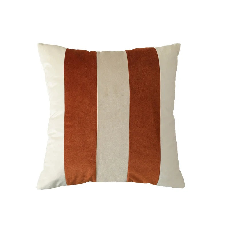 Cushion Cover Soft Velvet Vertical Stripes Concealed Zipper