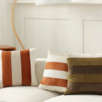 Cushion Cover Soft Velvet Vertical Stripes Concealed Zipper