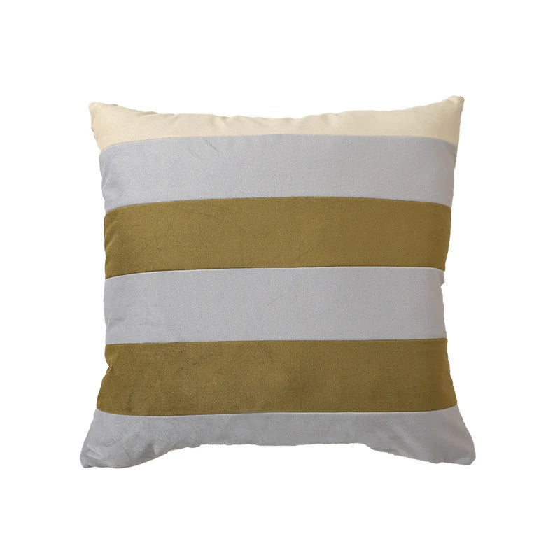 Cushion Cover Soft Velvet Vertical Stripes Concealed Zipper
