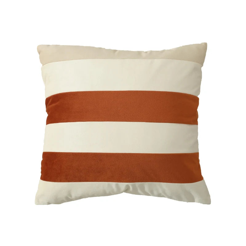 Cushion Cover Soft Velvet Vertical Stripes Concealed Zipper
