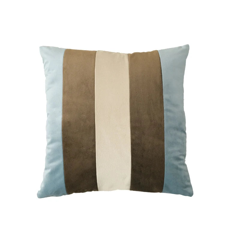 Cushion Cover Soft Velvet Vertical Stripes Concealed Zipper