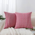 Cushion Cover Striped Cotton Blend Concealed Zipper