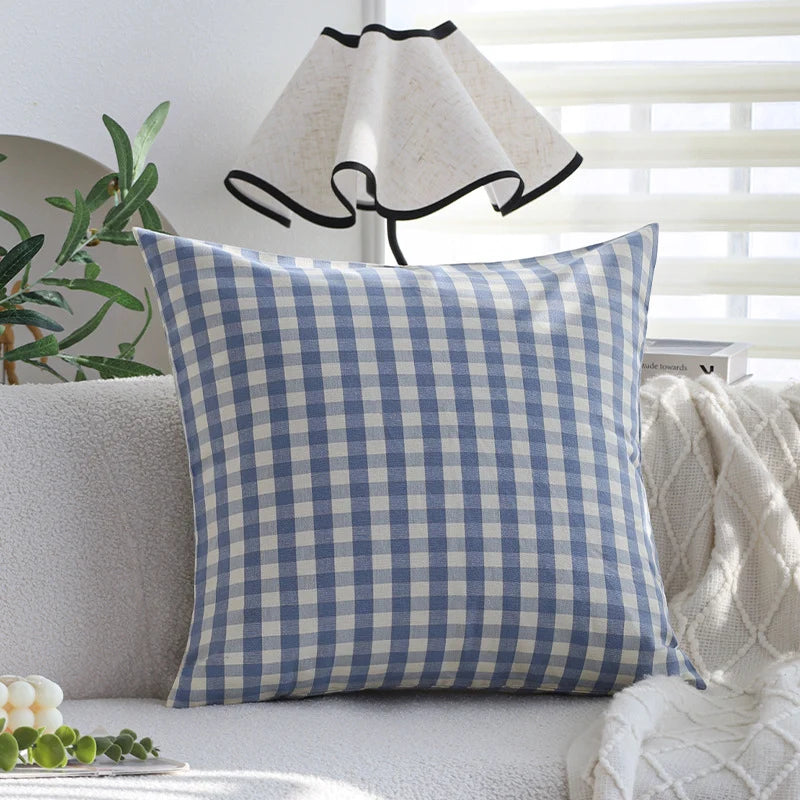 Cushion Cover Striped Cotton Blend Concealed Zipper