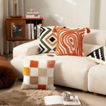 Cushion Cover Textured Square Applique Cotton Concealed Zipper