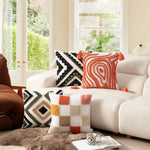Cushion Cover Textured Square Applique Cotton Concealed Zipper
