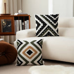 Cushion Cover Textured Square Applique Cotton Concealed Zipper