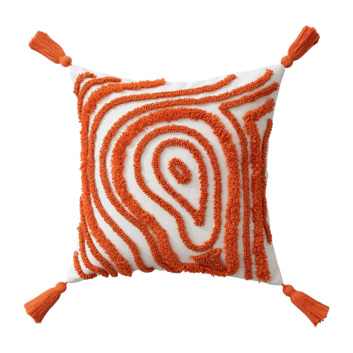 Cushion Cover Textured Square Applique Cotton Concealed Zipper