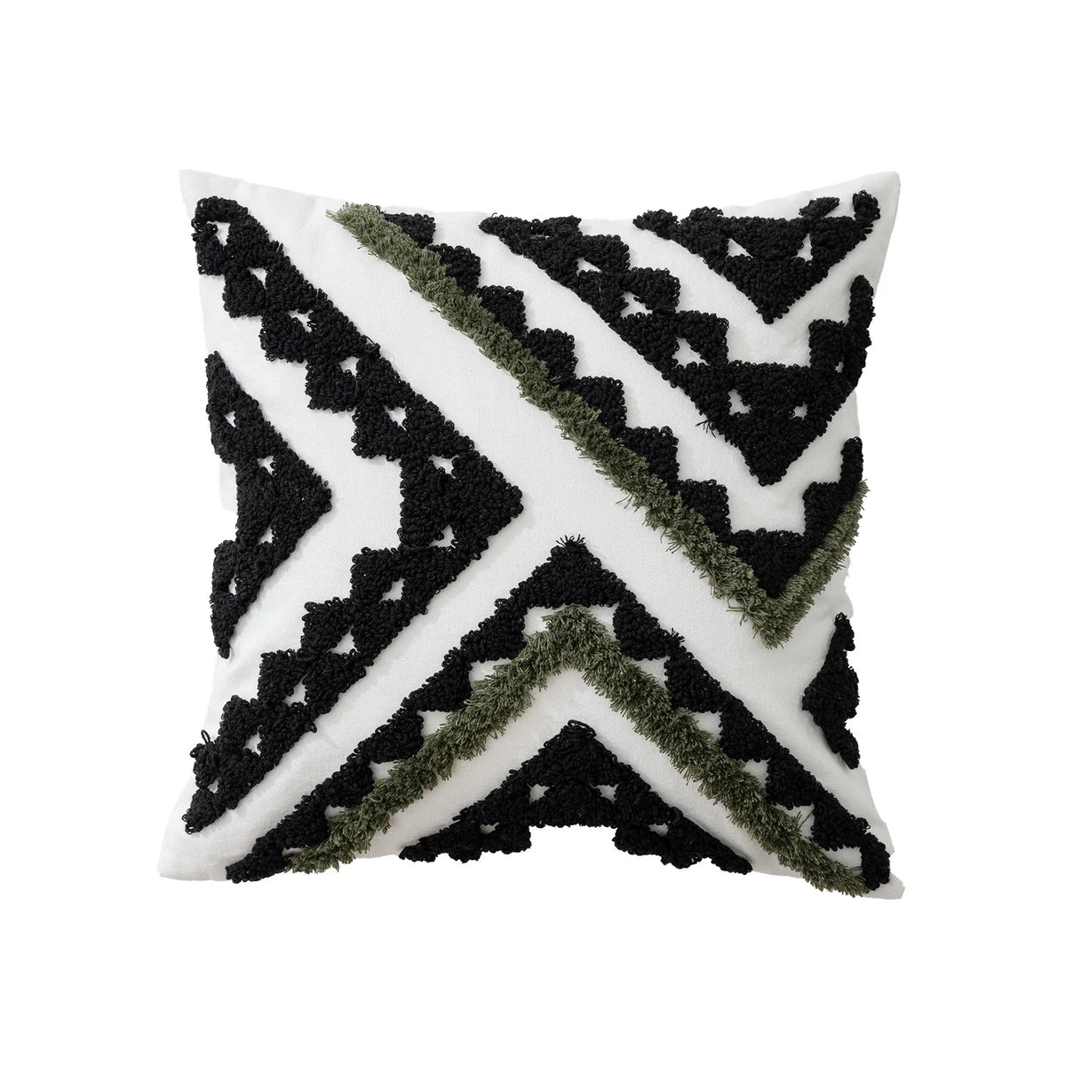 Cushion Cover Textured Square Applique Cotton Concealed Zipper